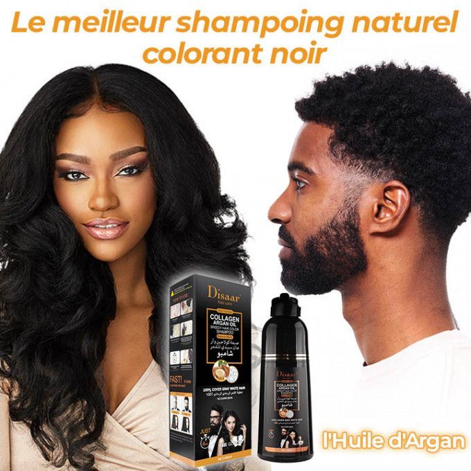 DISAAR Shampooing Colorant Noir Ultra-Rapide au Collagène et Huile d'Argan