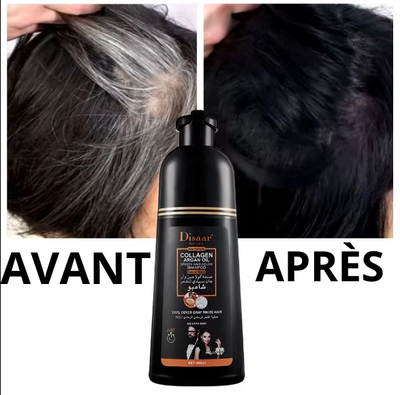 DISAAR Shampooing Colorant Noir Ultra-Rapide au Collagène et Huile d'Argan